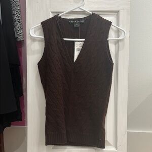 Ralph Lauren Brown Cable Knit Sweater Vest NEVER WORN